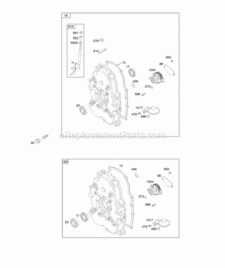 Crankcase CoverSump Lubrication Diagram and Parts List for  Briggs and Stratton Engine